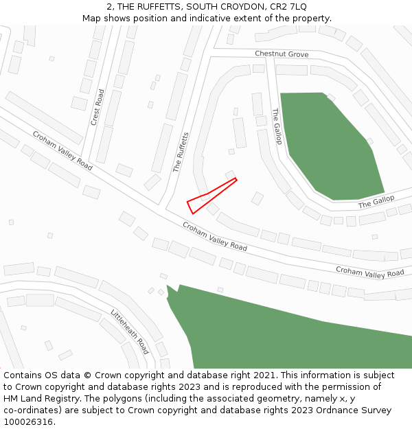 2, THE RUFFETTS, SOUTH CROYDON, CR2 7LQ: Location map and indicative extent of plot