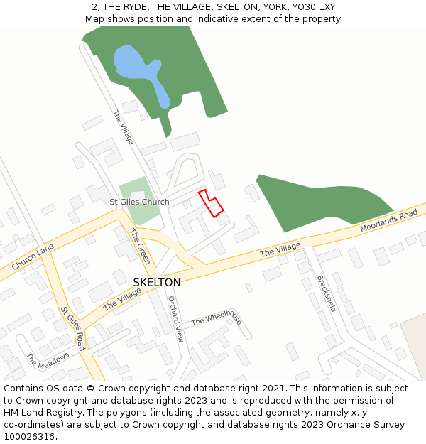 2, THE RYDE, THE VILLAGE, SKELTON, YORK, YO30 1XY: Location map and indicative extent of plot