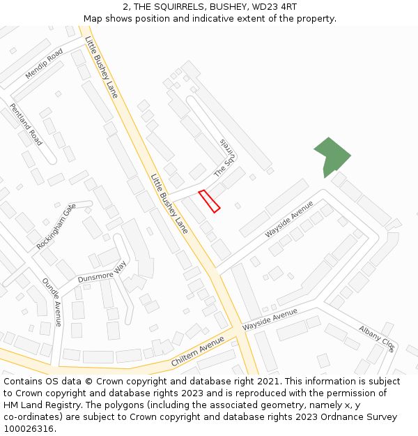 2, THE SQUIRRELS, BUSHEY, WD23 4RT: Location map and indicative extent of plot
