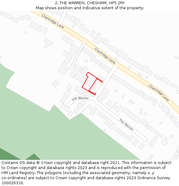 2, THE WARREN, CHESHAM, HP5 2RY: Location map and indicative extent of plot