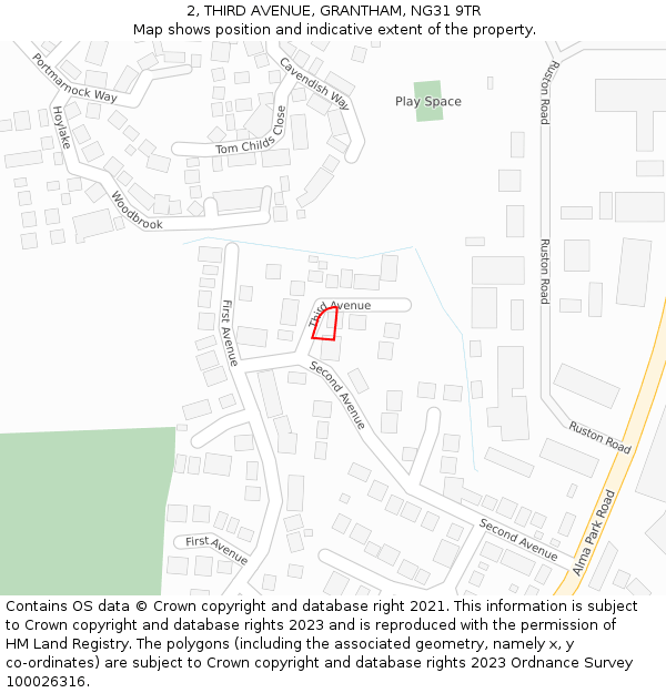 2, THIRD AVENUE, GRANTHAM, NG31 9TR: Location map and indicative extent of plot