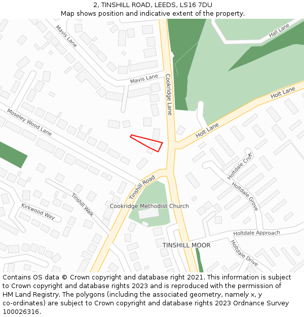 2, TINSHILL ROAD, LEEDS, LS16 7DU: Location map and indicative extent of plot