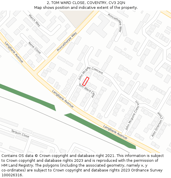 2, TOM WARD CLOSE, COVENTRY, CV3 2QN: Location map and indicative extent of plot