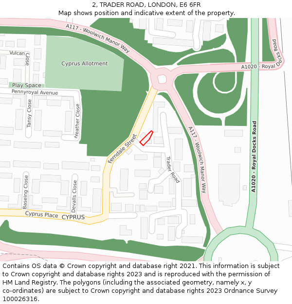 2, TRADER ROAD, LONDON, E6 6FR: Location map and indicative extent of plot