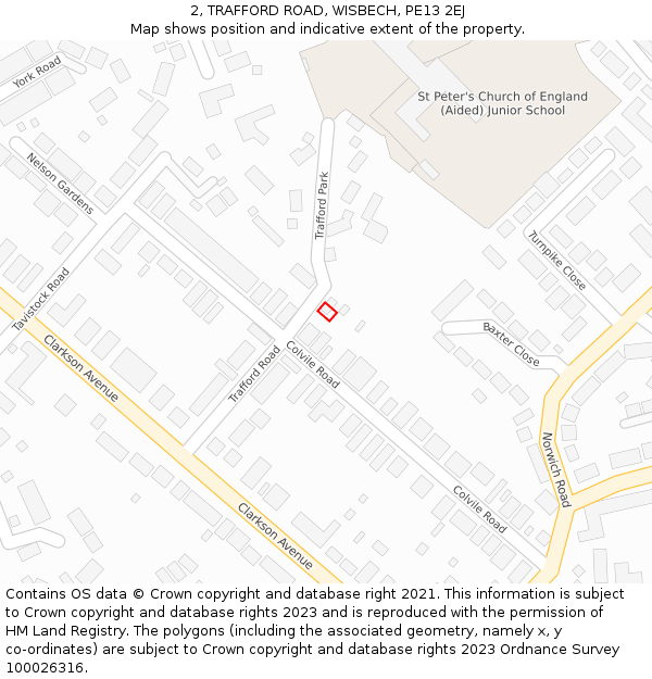 2, TRAFFORD ROAD, WISBECH, PE13 2EJ: Location map and indicative extent of plot