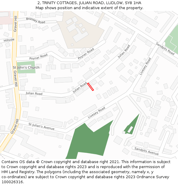 2, TRINITY COTTAGES, JULIAN ROAD, LUDLOW, SY8 1HA: Location map and indicative extent of plot