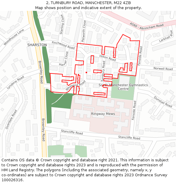 2, TURNBURY ROAD, MANCHESTER, M22 4ZB: Location map and indicative extent of plot