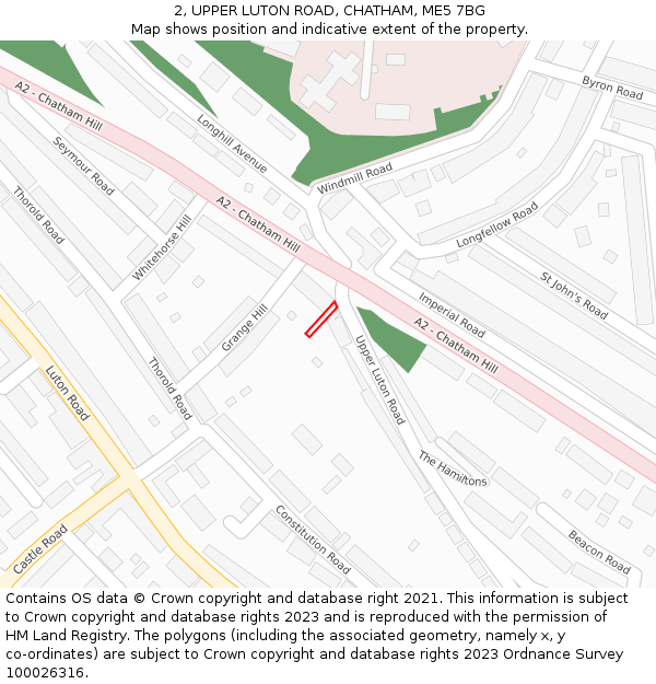 2, UPPER LUTON ROAD, CHATHAM, ME5 7BG: Location map and indicative extent of plot