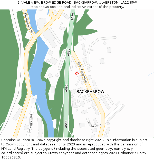 2, VALE VIEW, BROW EDGE ROAD, BACKBARROW, ULVERSTON, LA12 8PW: Location map and indicative extent of plot