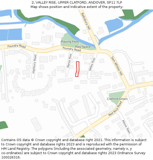 2, VALLEY RISE, UPPER CLATFORD, ANDOVER, SP11 7LP: Location map and indicative extent of plot