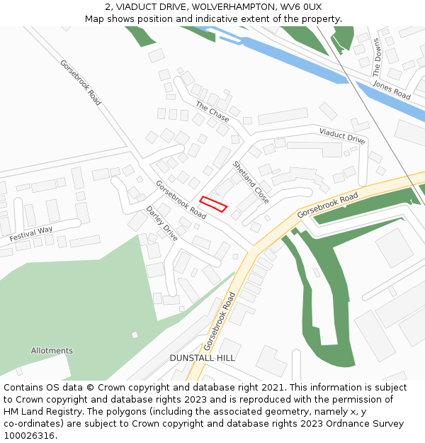 2, VIADUCT DRIVE, WOLVERHAMPTON, WV6 0UX: Location map and indicative extent of plot