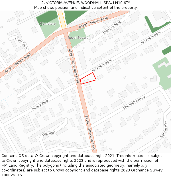 2, VICTORIA AVENUE, WOODHALL SPA, LN10 6TY: Location map and indicative extent of plot