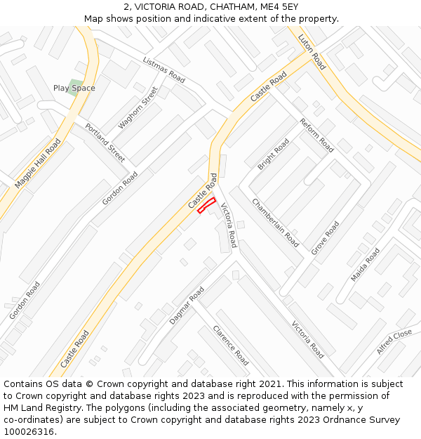 2, VICTORIA ROAD, CHATHAM, ME4 5EY: Location map and indicative extent of plot