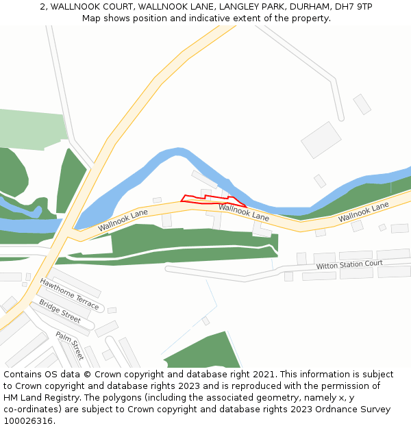 2, WALLNOOK COURT, WALLNOOK LANE, LANGLEY PARK, DURHAM, DH7 9TP: Location map and indicative extent of plot