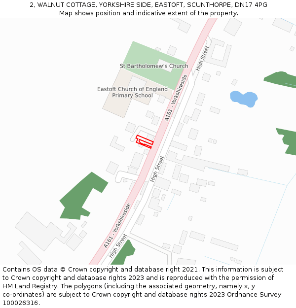 2, WALNUT COTTAGE, YORKSHIRE SIDE, EASTOFT, SCUNTHORPE, DN17 4PG: Location map and indicative extent of plot
