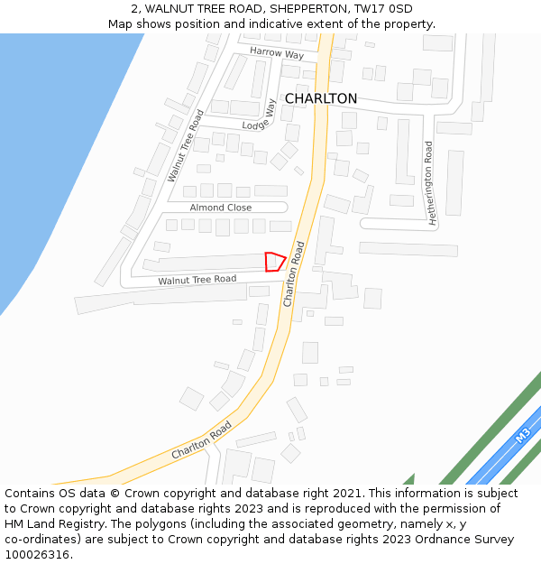 2, WALNUT TREE ROAD, SHEPPERTON, TW17 0SD: Location map and indicative extent of plot