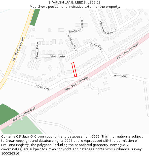 2, WALSH LANE, LEEDS, LS12 5EJ: Location map and indicative extent of plot