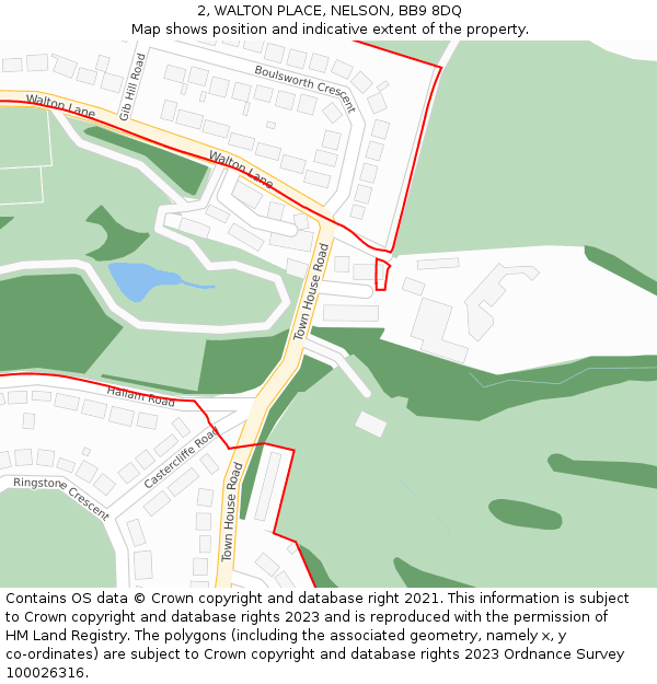 2, WALTON PLACE, NELSON, BB9 8DQ: Location map and indicative extent of plot