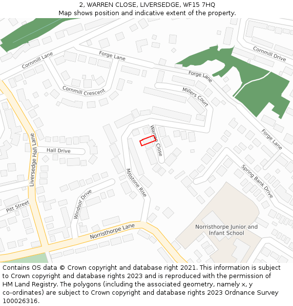 2, WARREN CLOSE, LIVERSEDGE, WF15 7HQ: Location map and indicative extent of plot