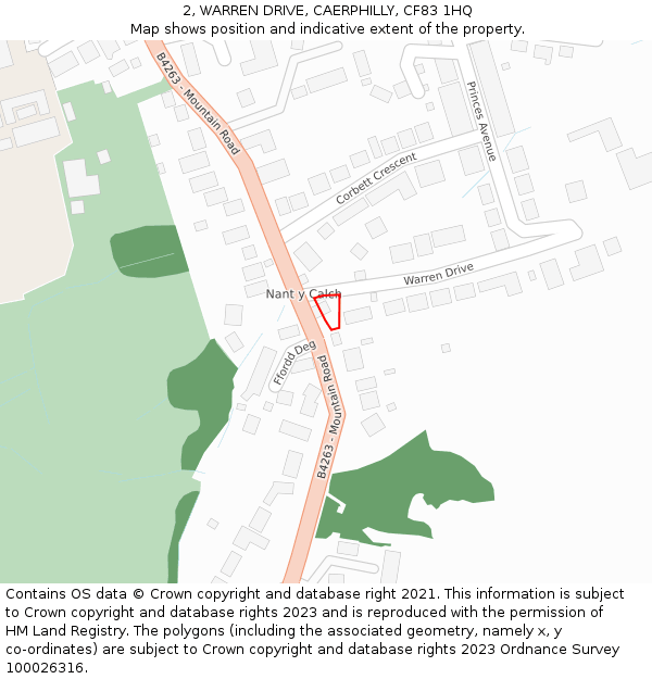 2, WARREN DRIVE, CAERPHILLY, CF83 1HQ: Location map and indicative extent of plot