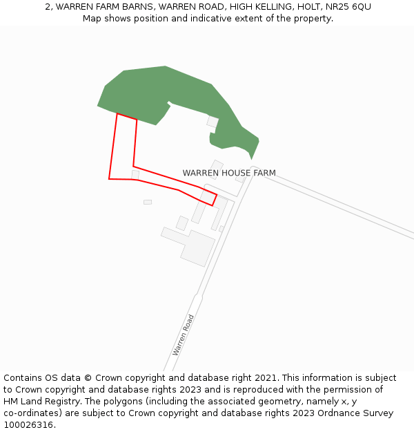 2, WARREN FARM BARNS, WARREN ROAD, HIGH KELLING, HOLT, NR25 6QU: Location map and indicative extent of plot