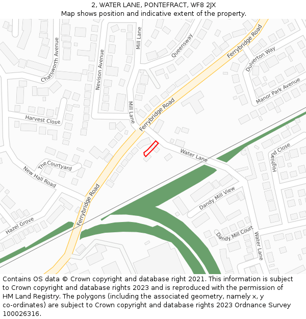 2, WATER LANE, PONTEFRACT, WF8 2JX: Location map and indicative extent of plot
