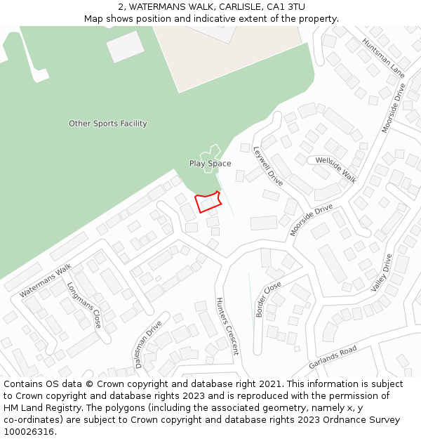 2, WATERMANS WALK, CARLISLE, CA1 3TU: Location map and indicative extent of plot