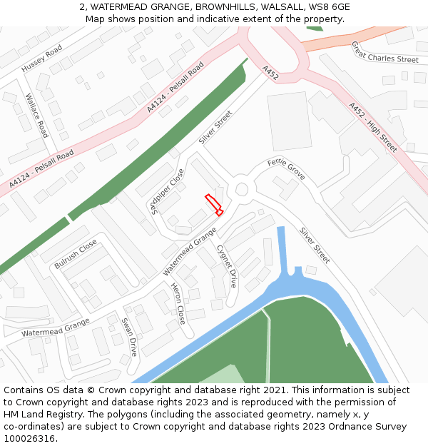 2, WATERMEAD GRANGE, BROWNHILLS, WALSALL, WS8 6GE: Location map and indicative extent of plot