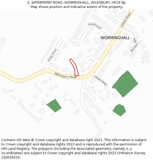 2, WATERPERRY ROAD, WORMINGHALL, AYLESBURY, HP18 9JL: Location map and indicative extent of plot