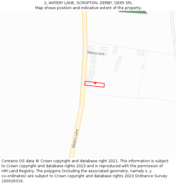 2, WATERY LANE, SCROPTON, DERBY, DE65 5PL: Location map and indicative extent of plot