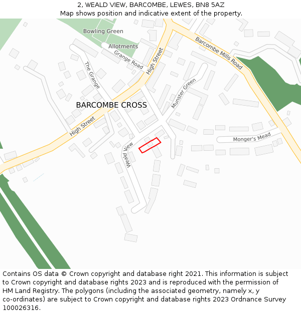 2, WEALD VIEW, BARCOMBE, LEWES, BN8 5AZ: Location map and indicative extent of plot