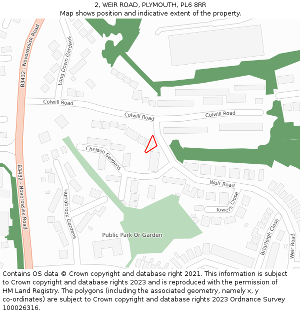 2, WEIR ROAD, PLYMOUTH, PL6 8RR: Location map and indicative extent of plot