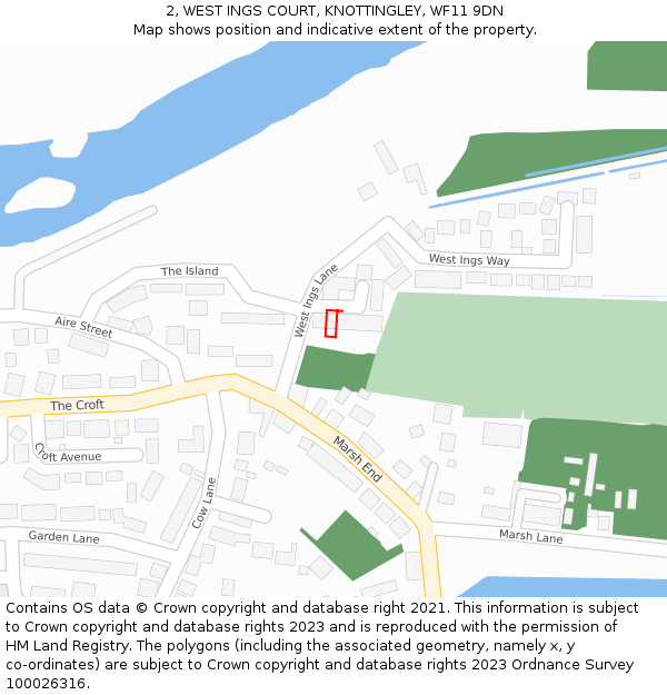 2, WEST INGS COURT, KNOTTINGLEY, WF11 9DN: Location map and indicative extent of plot