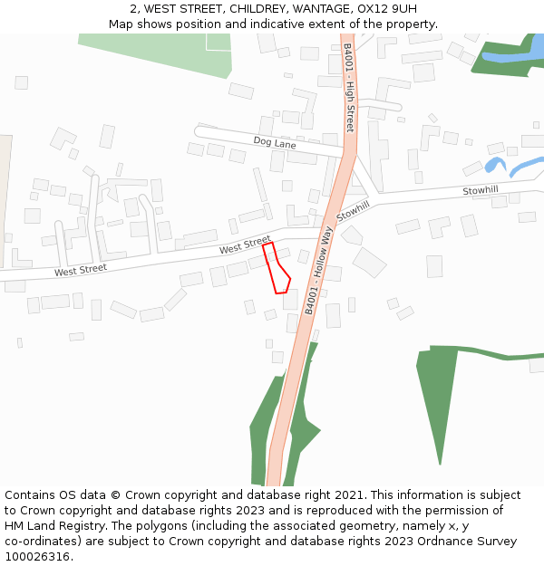 2, WEST STREET, CHILDREY, WANTAGE, OX12 9UH: Location map and indicative extent of plot