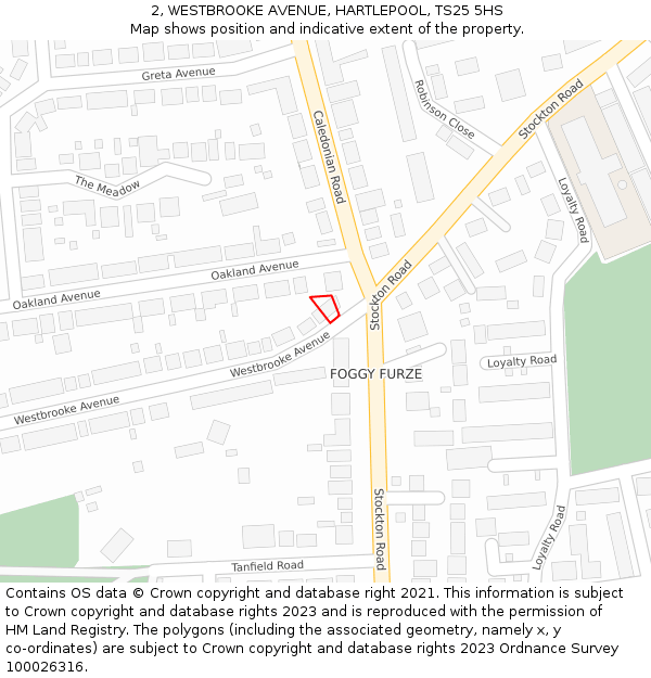 2, WESTBROOKE AVENUE, HARTLEPOOL, TS25 5HS: Location map and indicative extent of plot