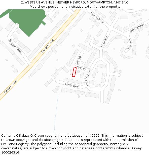 2, WESTERN AVENUE, NETHER HEYFORD, NORTHAMPTON, NN7 3NQ: Location map and indicative extent of plot