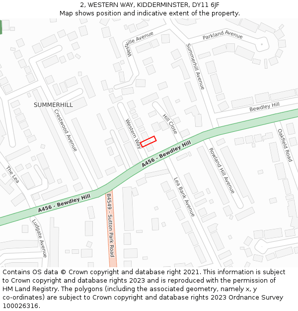 2, WESTERN WAY, KIDDERMINSTER, DY11 6JF: Location map and indicative extent of plot