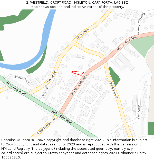 2, WESTFIELD, CROFT ROAD, INGLETON, CARNFORTH, LA6 3BZ: Location map and indicative extent of plot