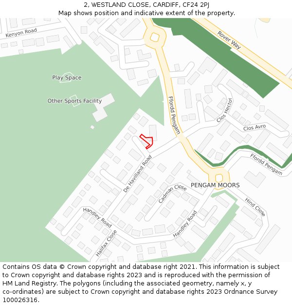 2, WESTLAND CLOSE, CARDIFF, CF24 2PJ: Location map and indicative extent of plot