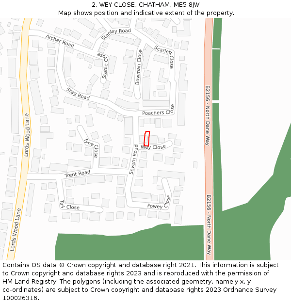 2, WEY CLOSE, CHATHAM, ME5 8JW: Location map and indicative extent of plot