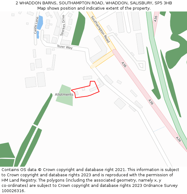 2 WHADDON BARNS, SOUTHAMPTON ROAD, WHADDON, SALISBURY, SP5 3HB: Location map and indicative extent of plot
