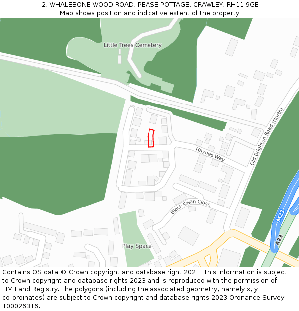 2, WHALEBONE WOOD ROAD, PEASE POTTAGE, CRAWLEY, RH11 9GE: Location map and indicative extent of plot