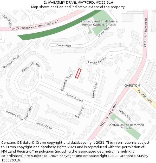 2, WHEATLEY DRIVE, WATFORD, WD25 9LH: Location map and indicative extent of plot