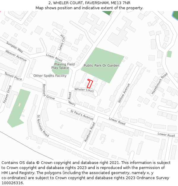 2, WHELER COURT, FAVERSHAM, ME13 7NR: Location map and indicative extent of plot