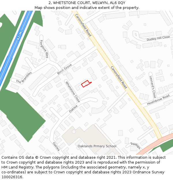 2, WHETSTONE COURT, WELWYN, AL6 0QY: Location map and indicative extent of plot