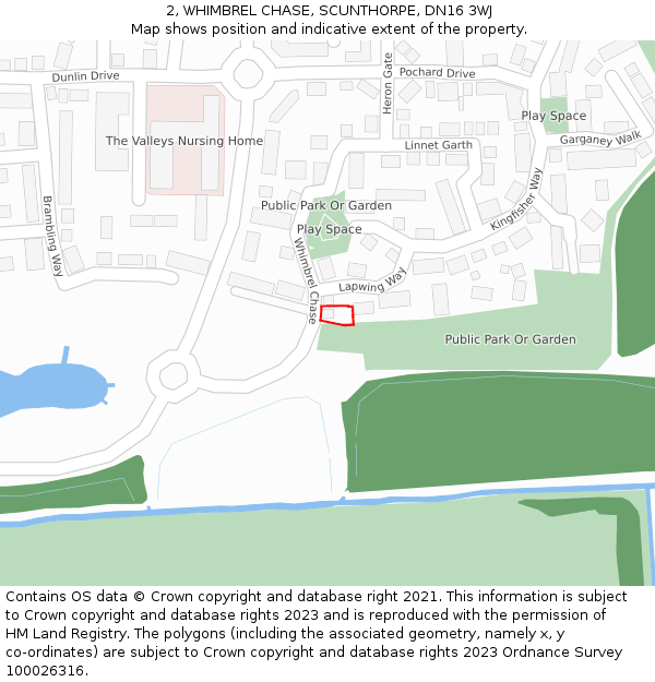2, WHIMBREL CHASE, SCUNTHORPE, DN16 3WJ: Location map and indicative extent of plot