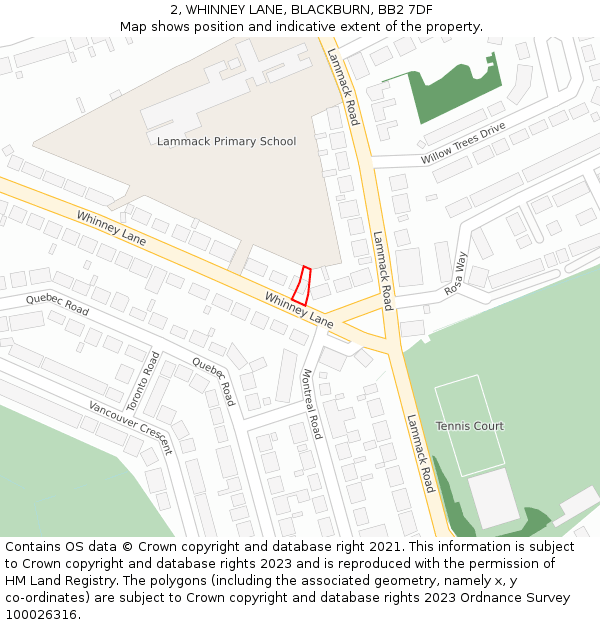 2, WHINNEY LANE, BLACKBURN, BB2 7DF: Location map and indicative extent of plot