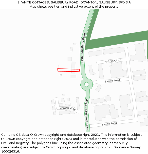 2, WHITE COTTAGES, SALISBURY ROAD, DOWNTON, SALISBURY, SP5 3JA: Location map and indicative extent of plot