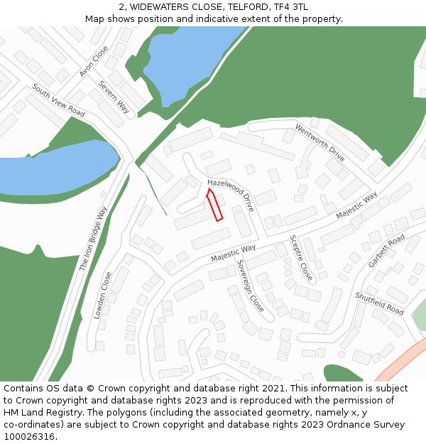 2, WIDEWATERS CLOSE, TELFORD, TF4 3TL: Location map and indicative extent of plot