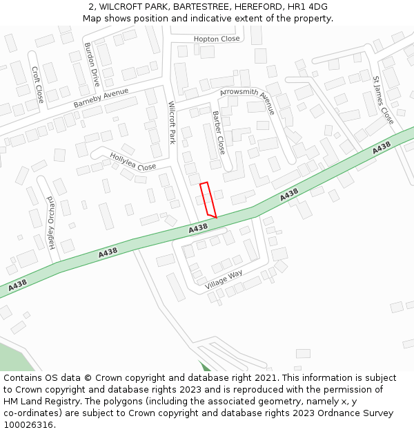 2, WILCROFT PARK, BARTESTREE, HEREFORD, HR1 4DG: Location map and indicative extent of plot